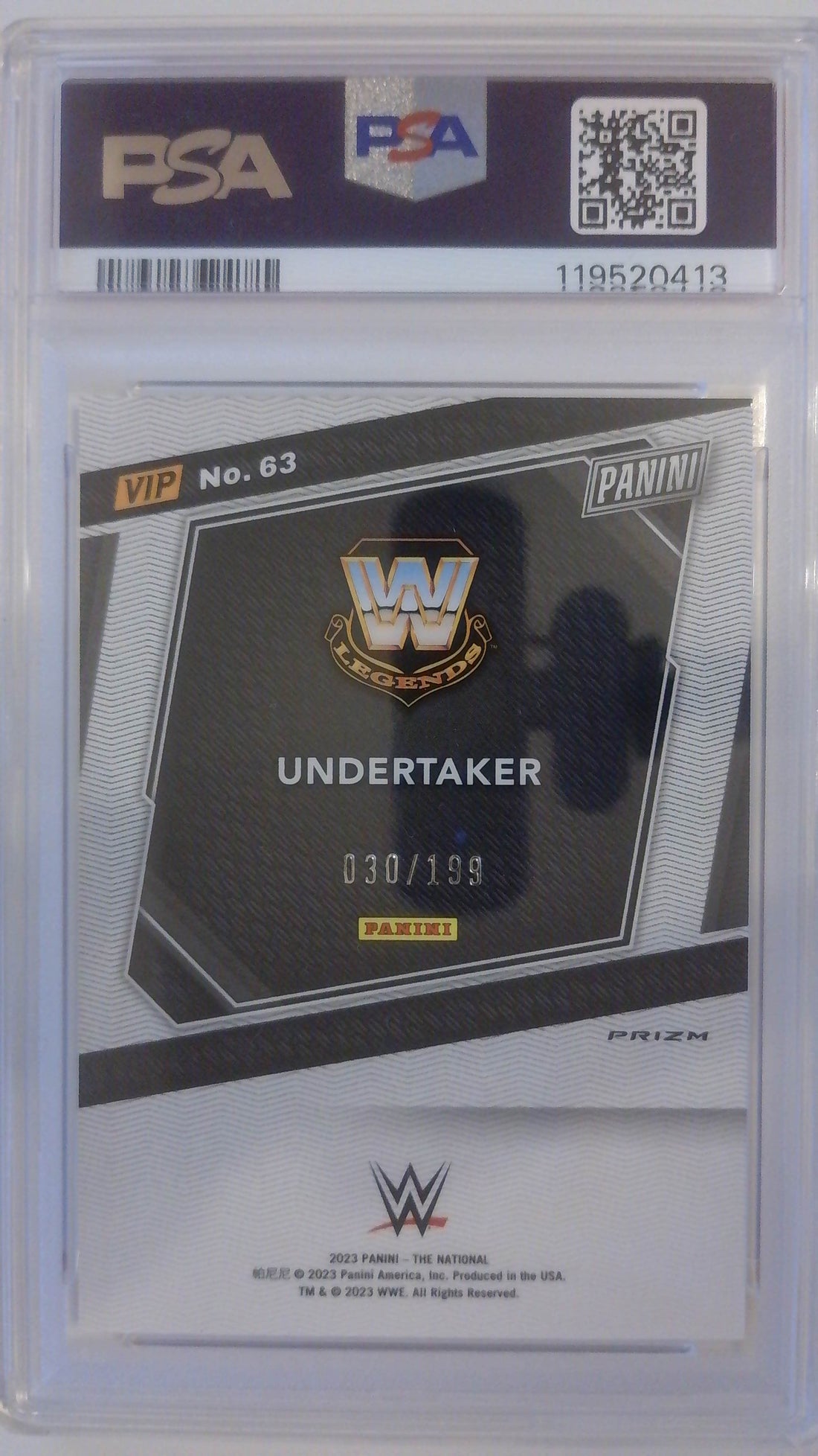 2023 Panini NSCC VIP GOLD Red Sparkle 030/199 Undertaker #63 PSA 10