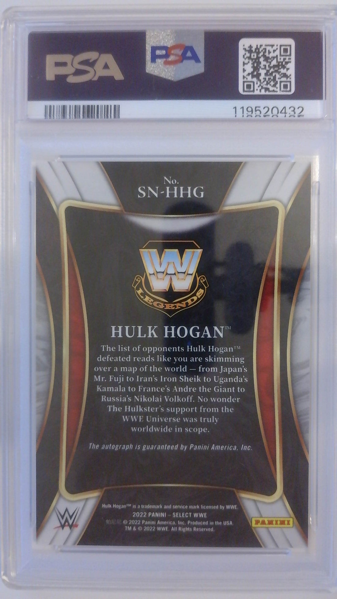 2022 Select WWE Signature Selections Hulk Hogan #SNHHG PSA 9