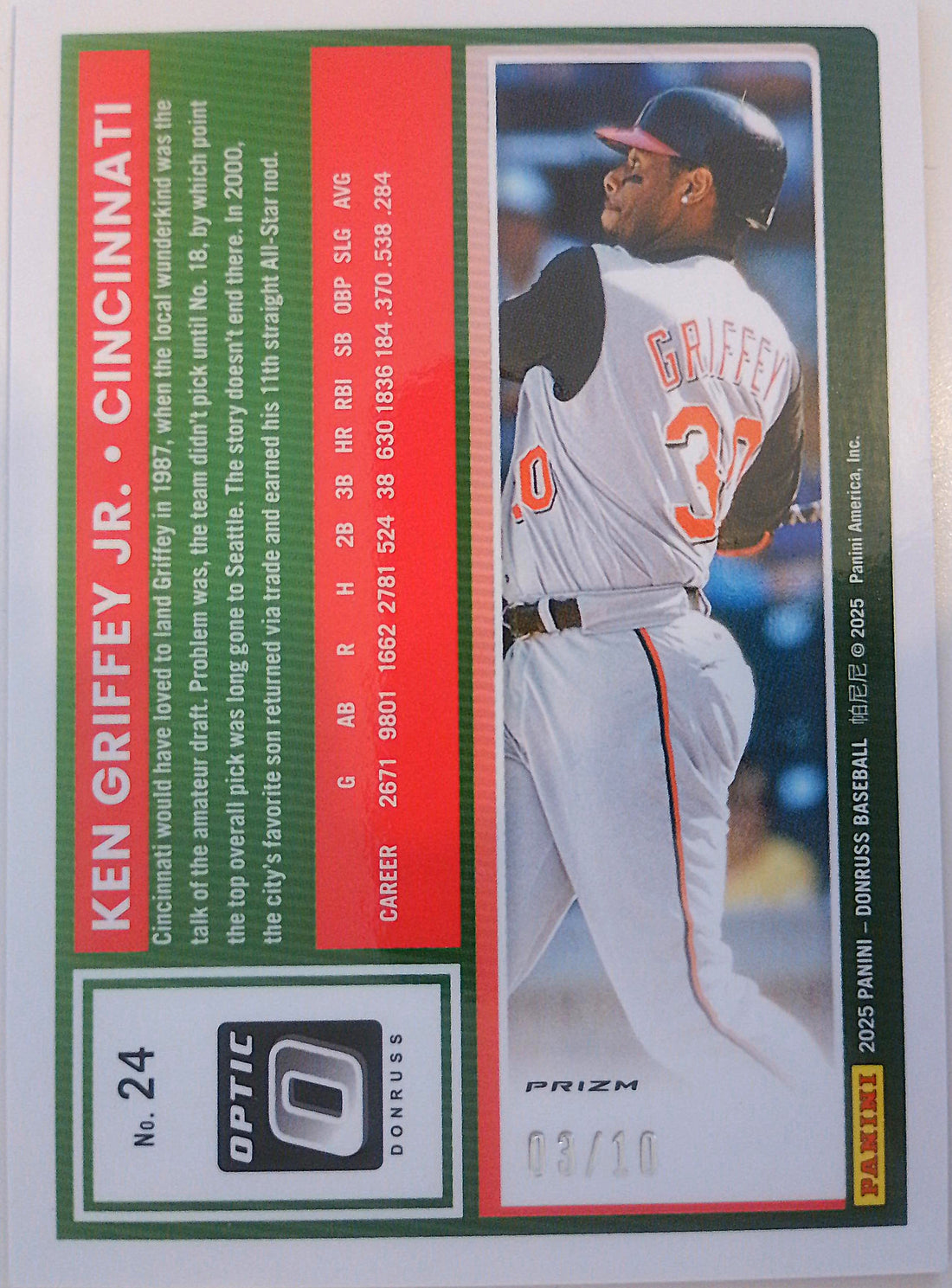 2025 Donruss Baseball Optic Gold 03/10 Ken Griffey Jr. #24