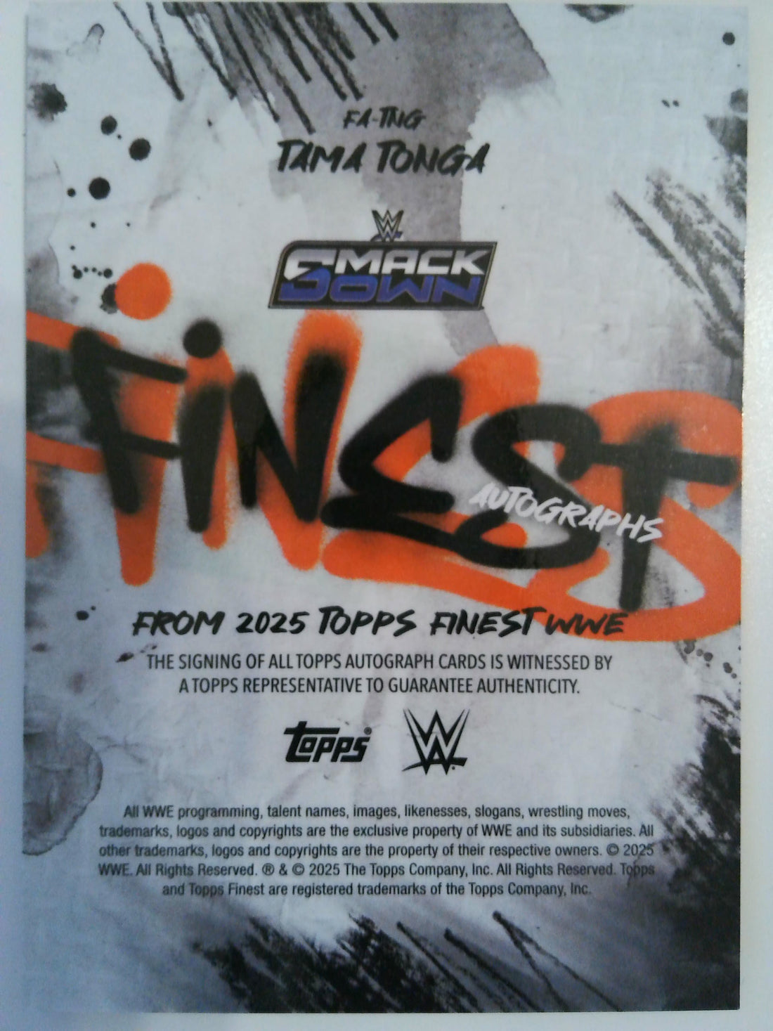 2025 Topps Finest WWE Tama Tonga Finest Auto FA-TNG