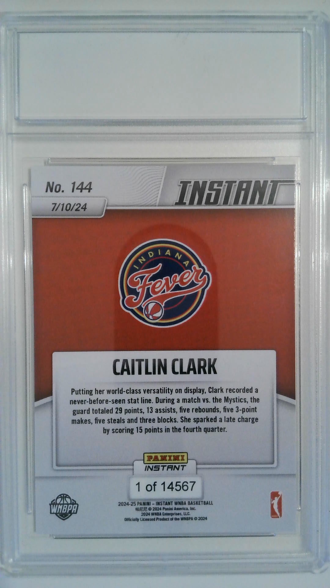 2024 Panini Instant Caitlin Clark #144 RC PGI 10