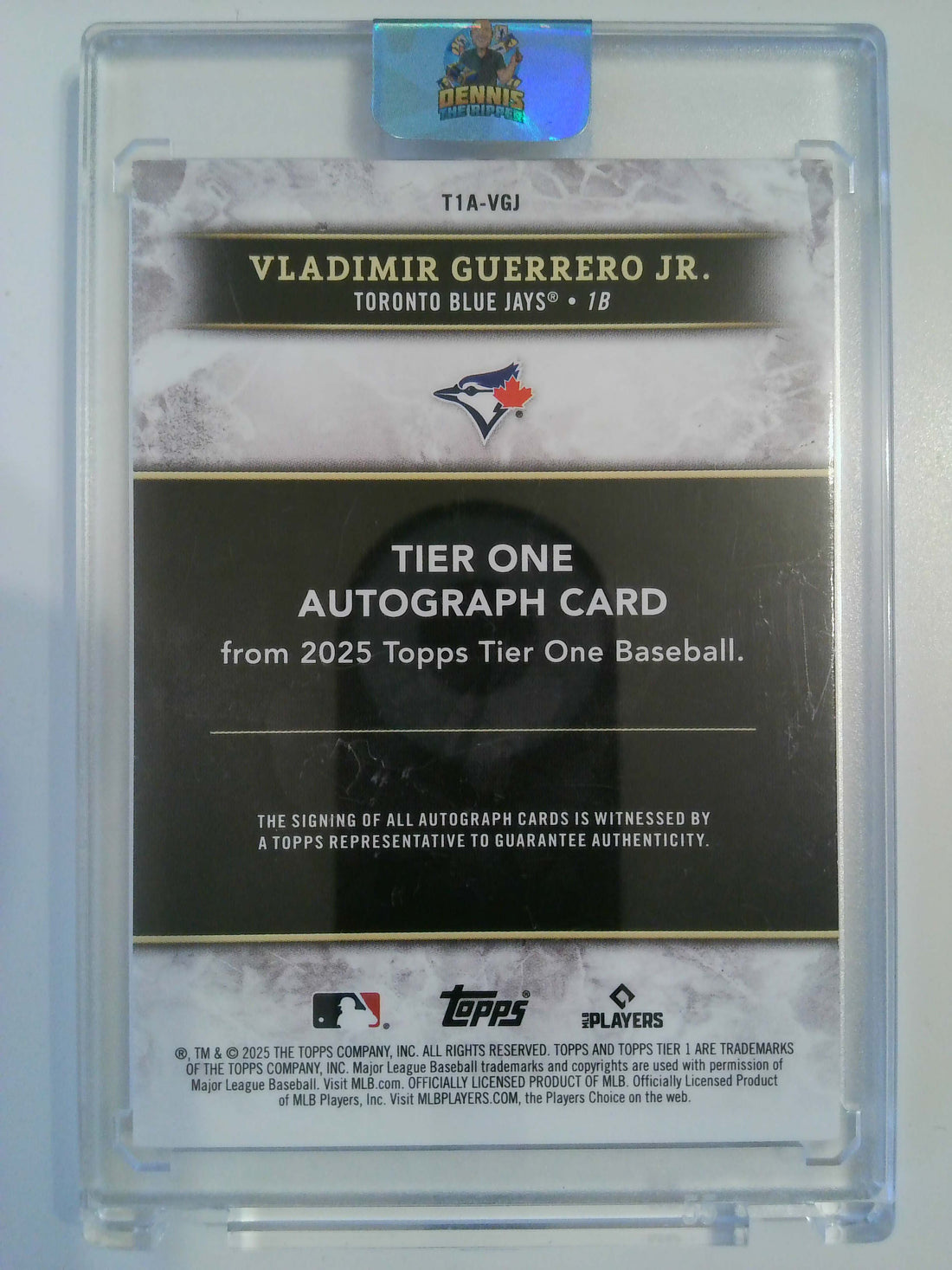 2025 Topps Tier One Tier One Autographs Gold 09/25 Valdimir Guerrero Jr. #T1A-VGJ