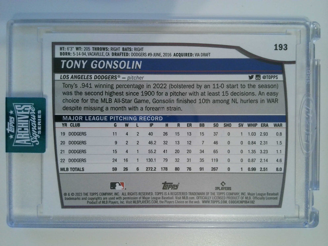 2024 Topps Archives Signature Series 03/51 Tony Gonsolin #193