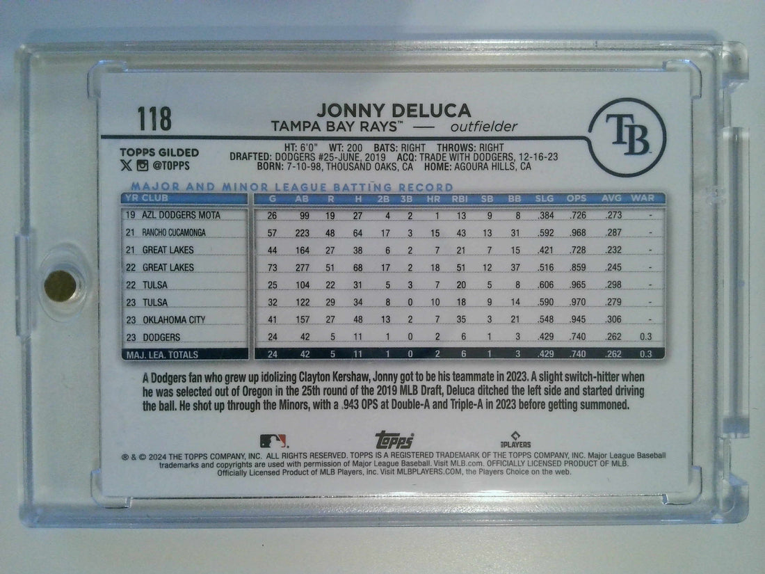 2024 Topps Gilded Collection Gold Mini Diamond 36/50 Jonny DeLuca #118 RC