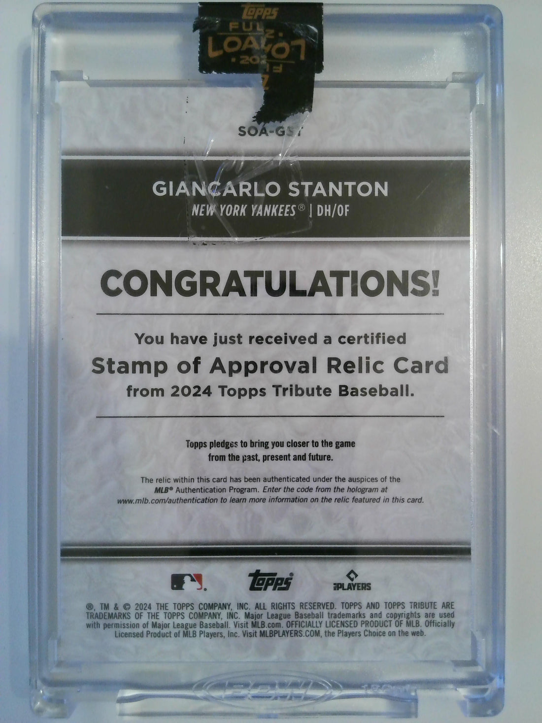 2024 Topps Tribute Stamp of Approval Relics 065/199 Giancarlo Stanton #SOA-GST