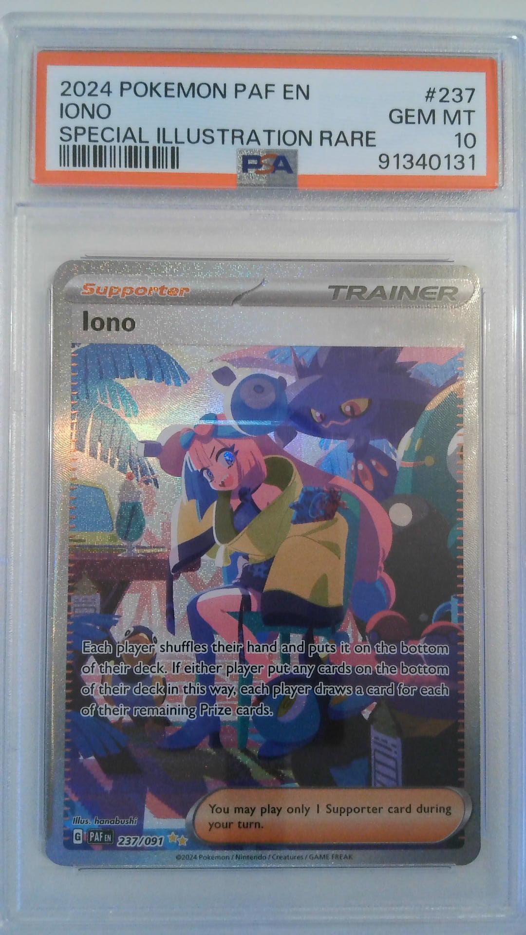2024 Pokemon PAF EN Special Illustration Rare Iono #237 PSA 10