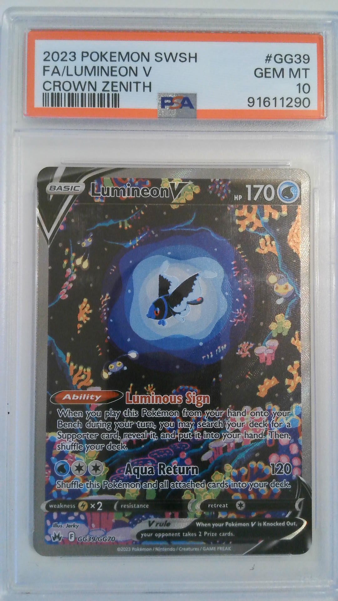2023 Pokemon SWSH Crown Zenith FA/Lumineon V #GG39 PSA 10