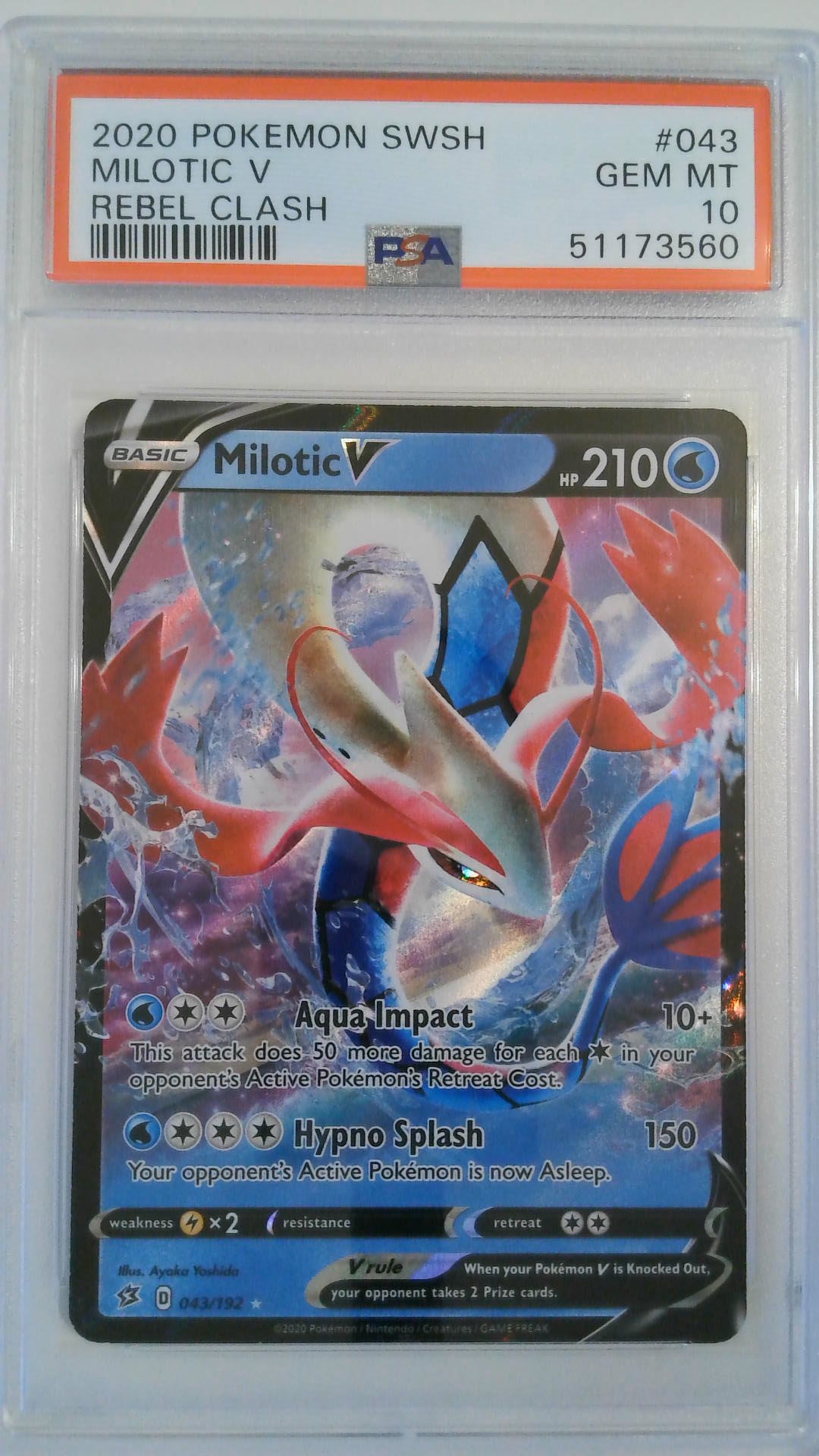 2020 Pokemon SWSH Rebel Clash Milotic V #043 PSA 10