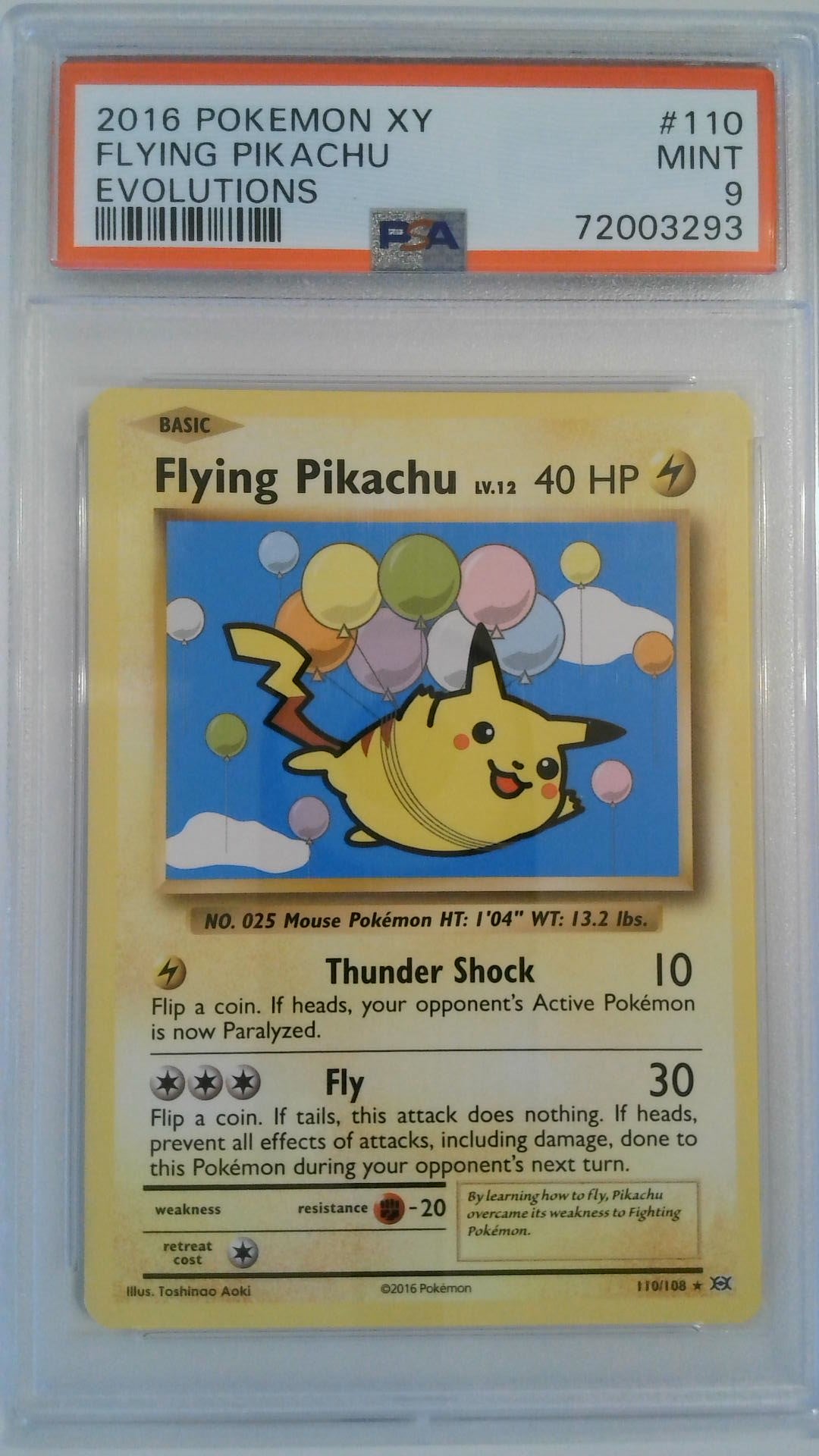2016 Pokemon XY Evolutions Flying Pikachu #110 PSA 9
