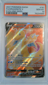 2021 Pokemon SWSH Evolving Skies FA/Dragonite V #191 PSA 10