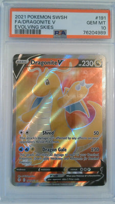2021 Pokemon SWSH Evolving Skies FA/Dragonite V #191 PSA 10