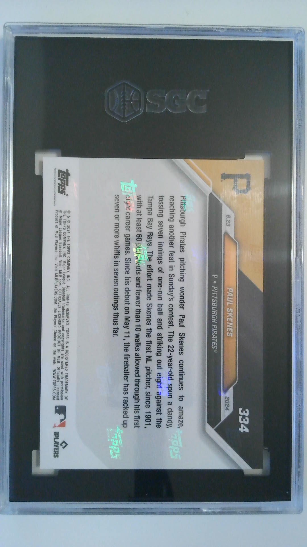 2024 Topps Now Paul Skenes #334 RC SGC 10