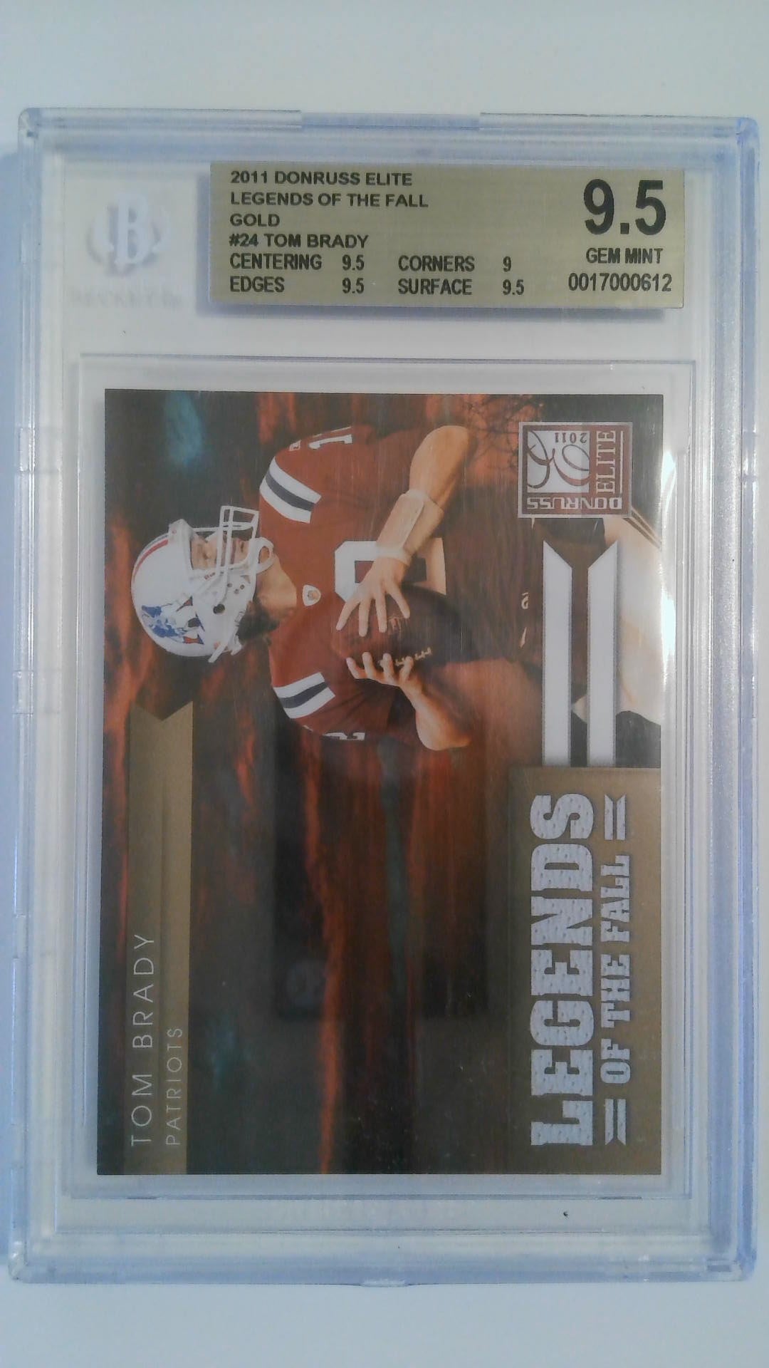 2011 Donruss Elite Legends of the Fall Gold Tom Brady #24 BGS 9.5
