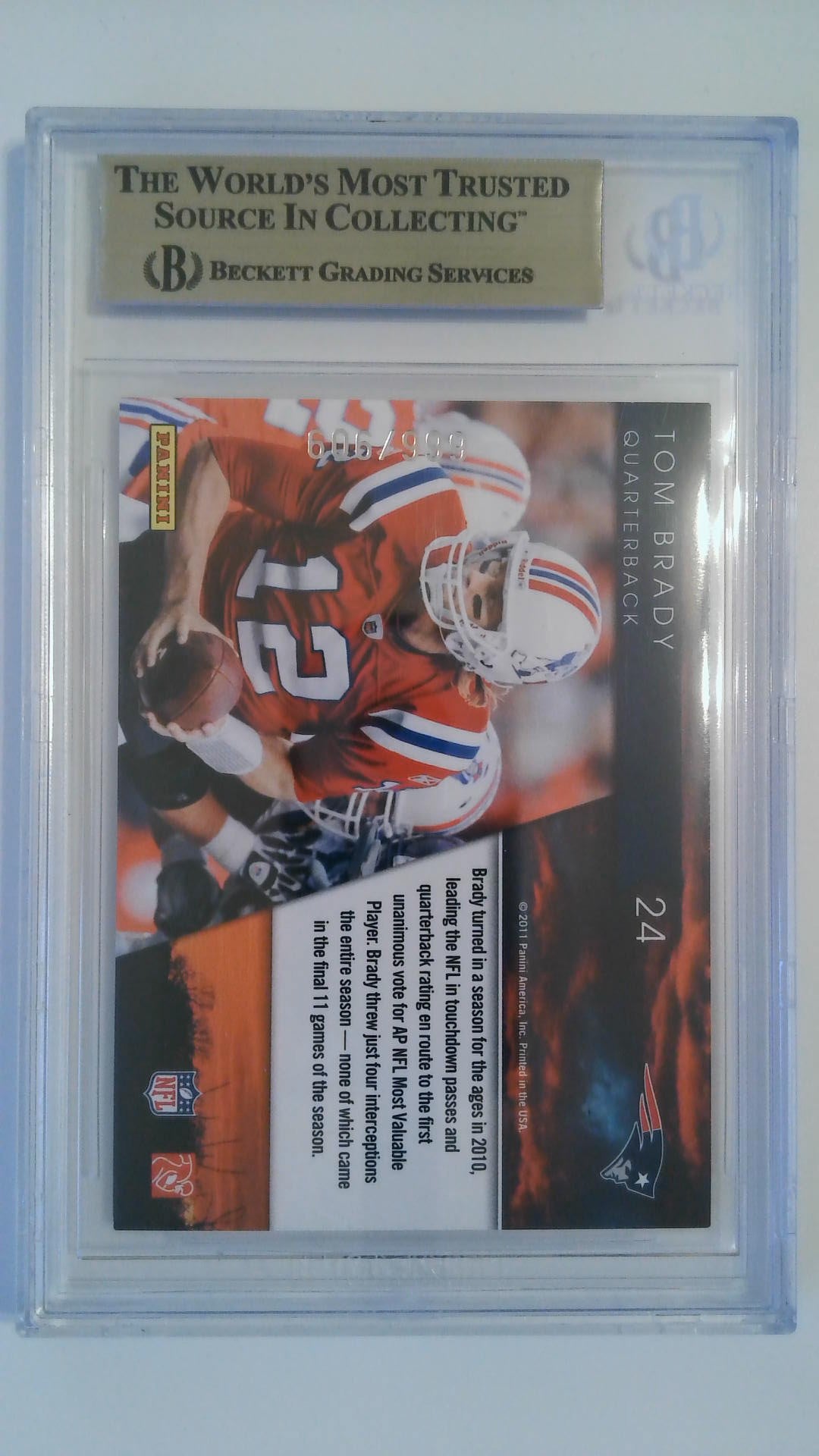 2011 Donruss Elite Legends of the Fall Gold Tom Brady #24 BGS 9.5
