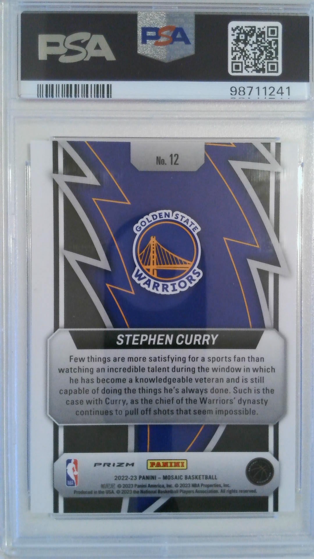 2022 Mosaic Thunder Road-Green Stephen Curry #12 PSA 10