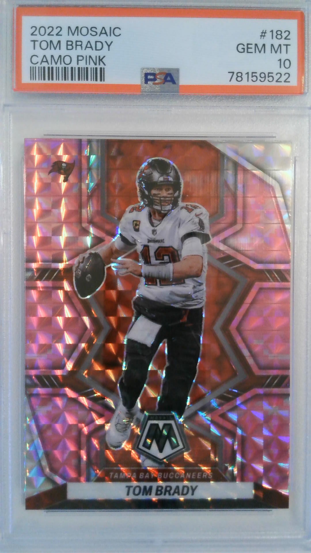 2022 Mosaic Camo Pink Tom Brady #182 PSA 10