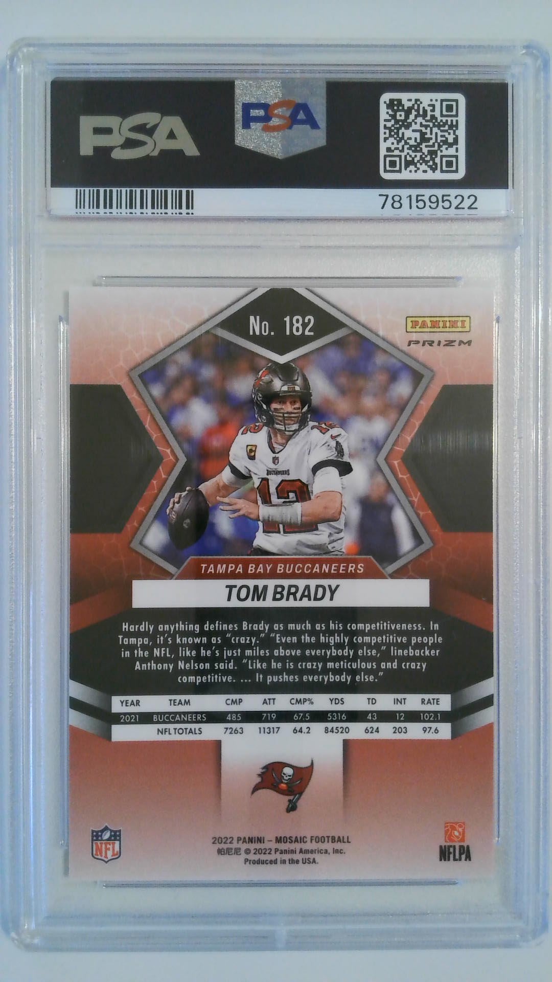2022 Mosaic Camo Pink Tom Brady #182 PSA 10