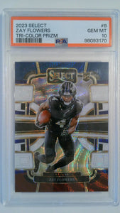 2023 Select Tri-Color Prizm 085/259 Zay Flowers #8 RC PSA 10