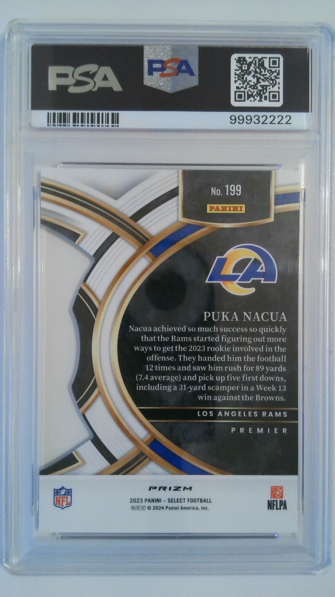 2023 Select Die-Cut Red & Yellow Prizm Puka Nacua #199 RC PSA 10