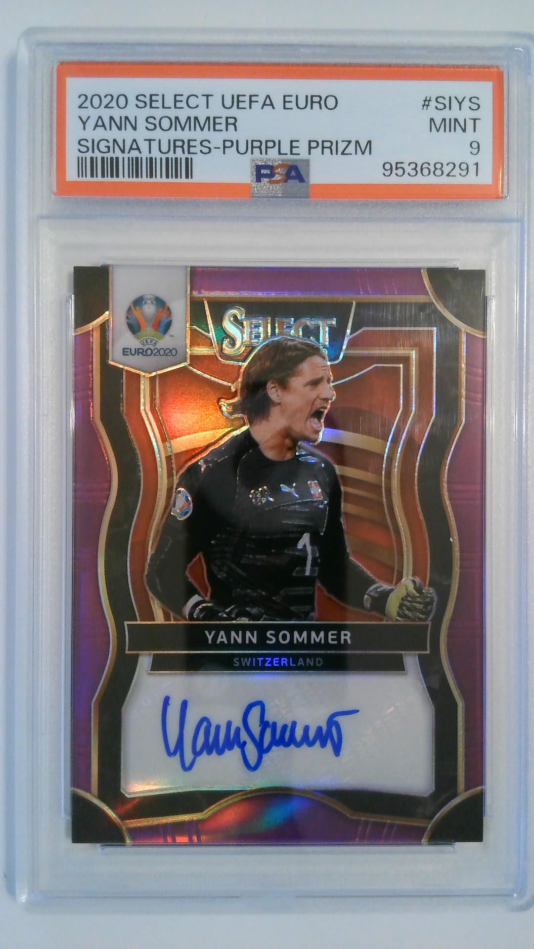 2020 Select UEFA EURO Signatures-Purple Prizm 67/75 Yann Sommer #SIYS PSA 9