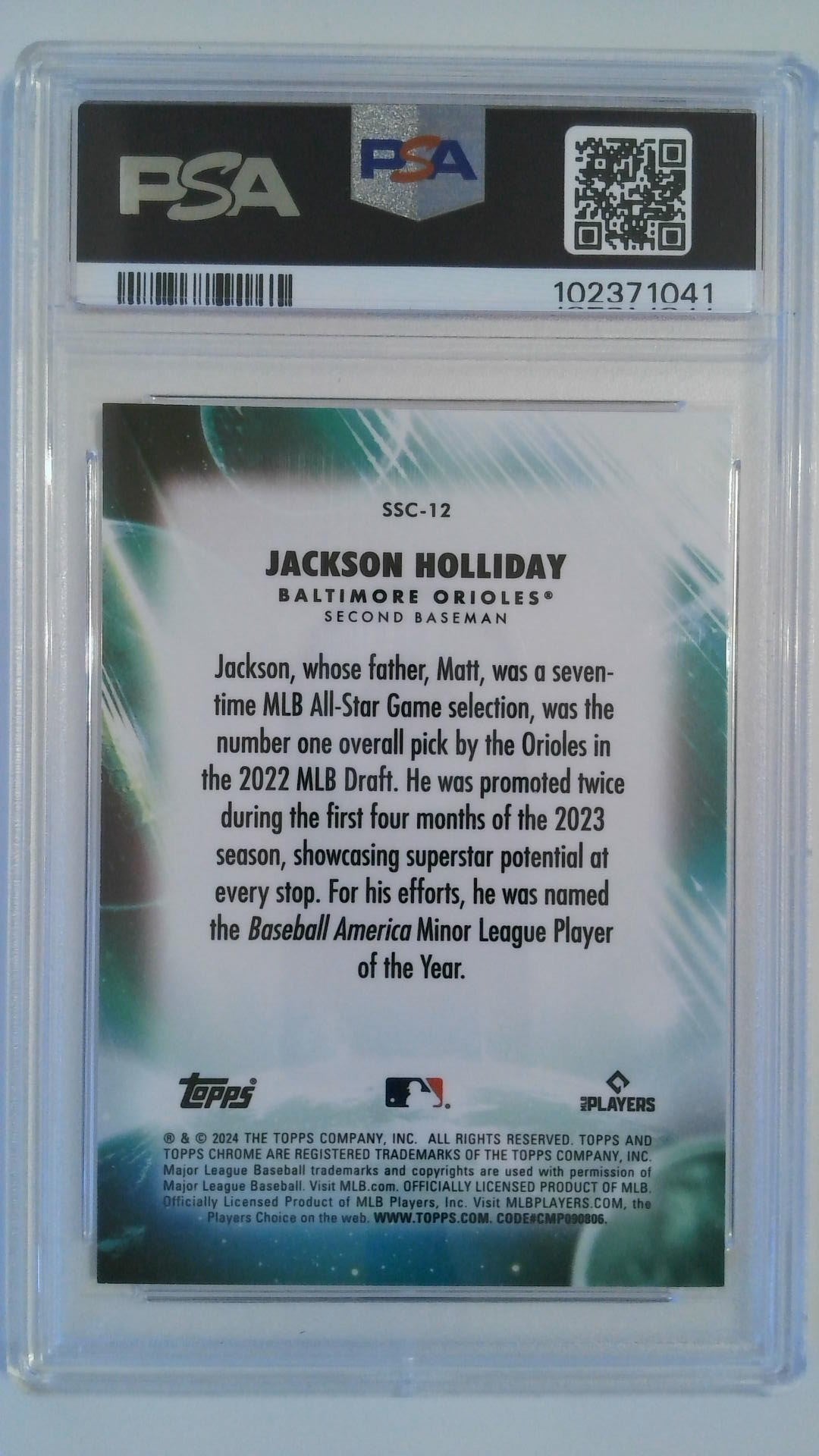 2024 Topps Chrome UPD Stratospheric Stars Jackson Holliday #12 RC PSA 10