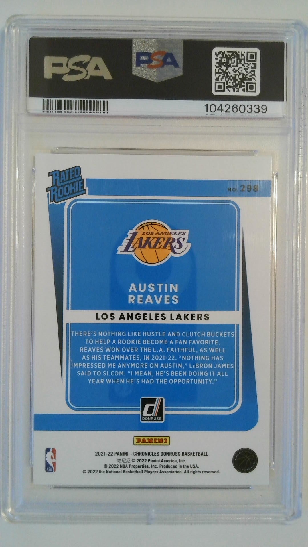 2021 Chronicles Asia Red 21/88 Austin Reaves #298 RC PSA 9