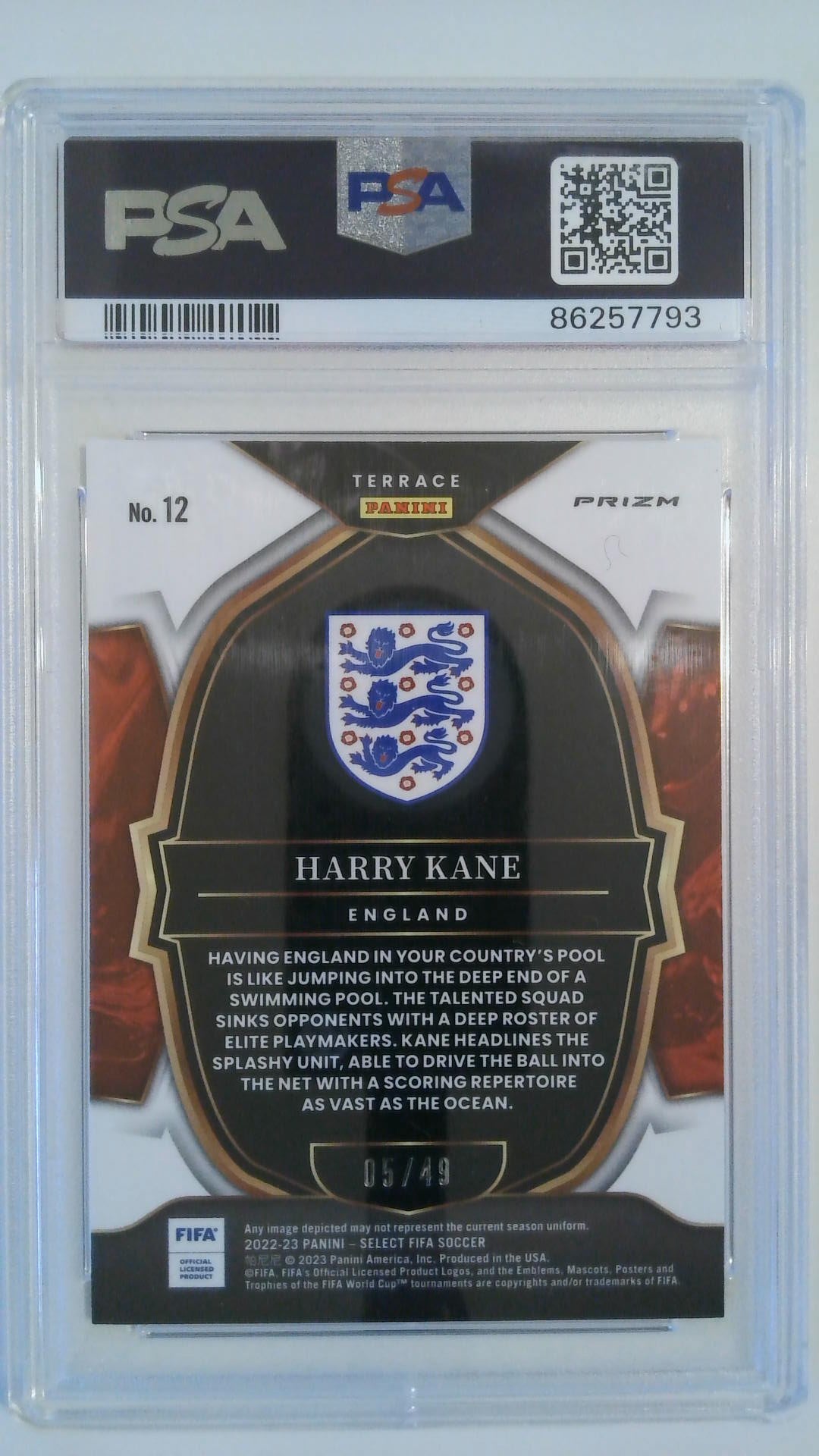 2022-23 Select Fifa Tie-Dye 05/49 Harry Kane #12 PSA 10