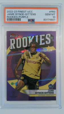 2022-23 Finest UCC Rookies-Purple 236/299 Jamie Bynoe-Gittens #FR3 RC PSA 10
