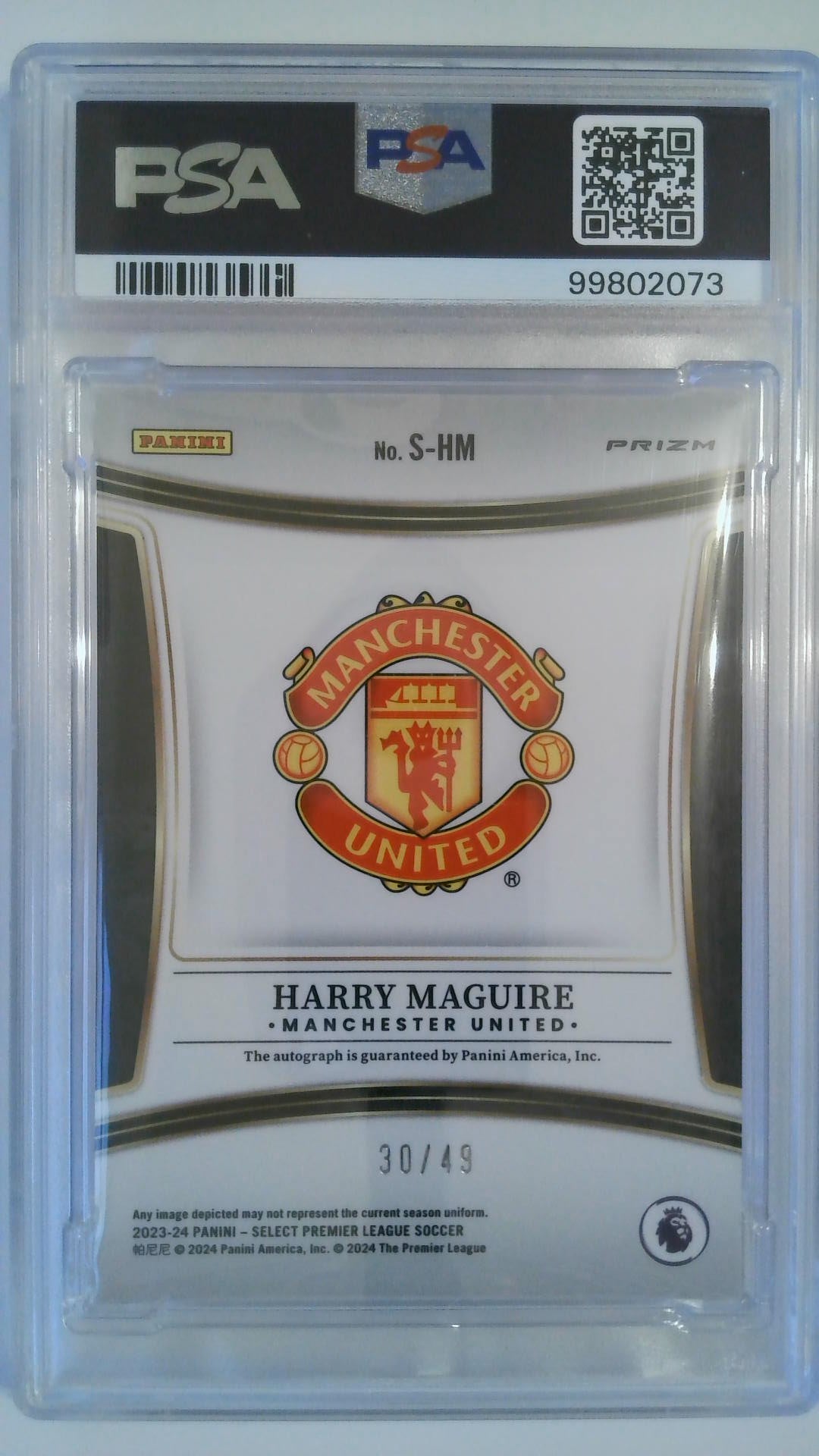 2023-24 Select Premier League Signature-Purple 30/49 Harry Maguire #SHM PSA 10