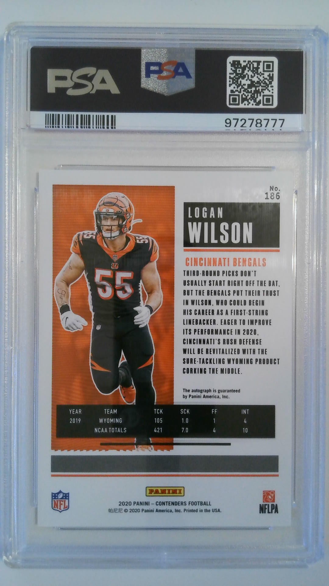 2020 Panini Contenders Autograph Logan Wilson #186 RC PSA 10