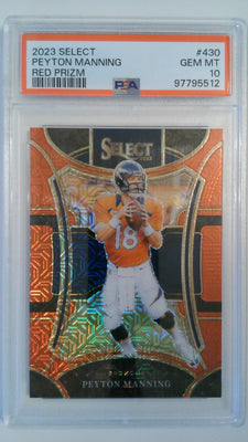 2023 Select Red Prizm 22/49 Peyton Manning #430 PSA 10