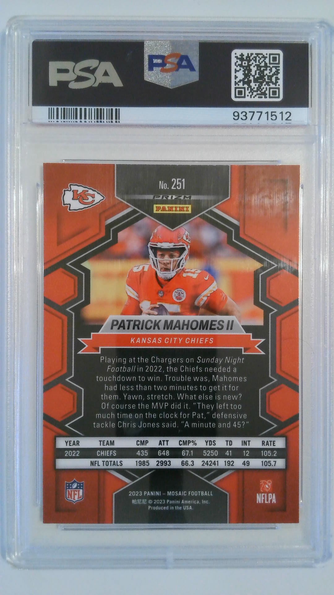 2023 Mosaic Mosaic Patrick Mahomes #251 PSA 10