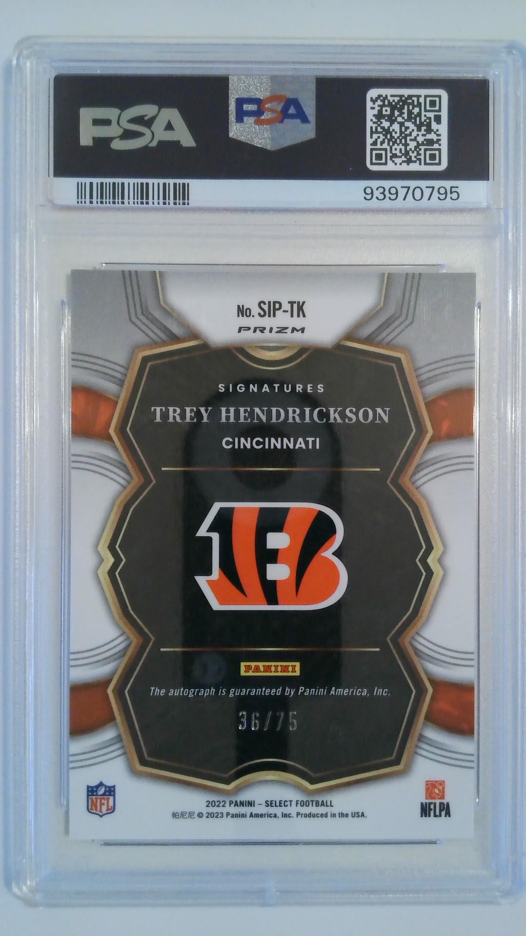 2022 Select Signatures Prizm-Blue 36/75 Trey Hendrickson #SIPTK PSA 10