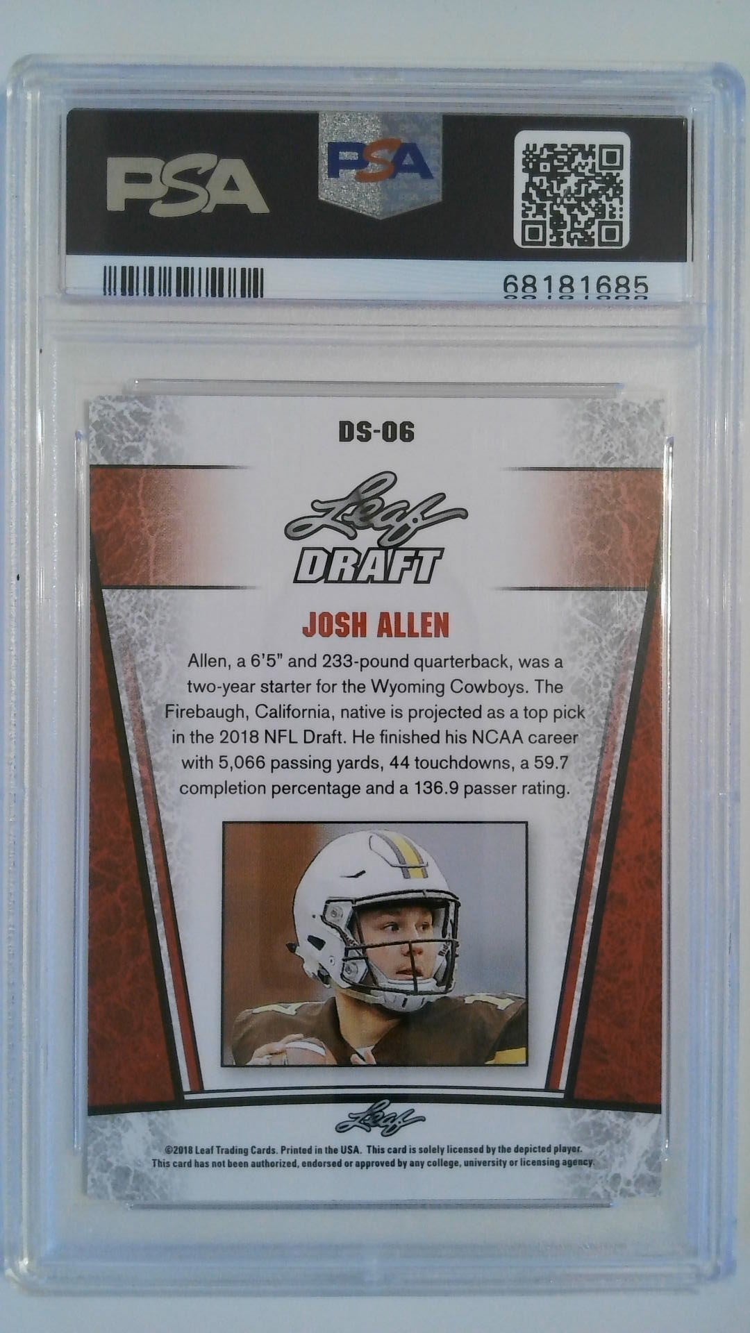 2018 Leaf SPCL Release Draft Silver Josh Allen #DS-06 PSA 10