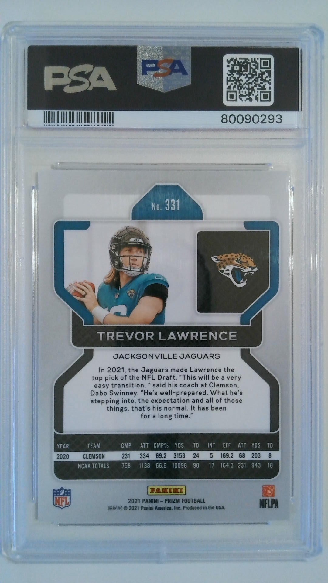 2021 Prizm Trevor Lawrence #331 RC PSA 10