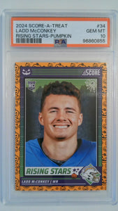 2024 Score-A-Treat Rising Stars-Pumpkin Ladd McConkey #34 RC PSA 10