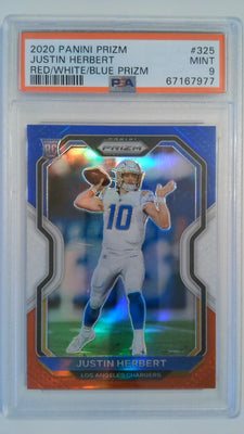 2020 Panini Prizm Red/White/Blue Prizm Justin Herbert #325 RC PSA 9