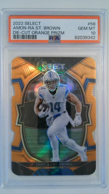 2022 Select Die-Cut Orange Prizm 027/199 Amon-Ra St. Brown #58 RC PSA 10