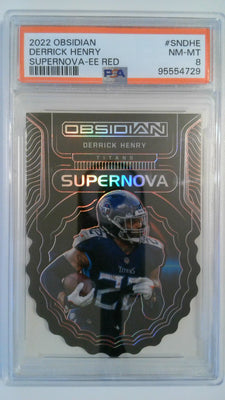 2022 Obsidian Supernova-EE Red 05/10 Derrick Henry #SNDHE PSA 8