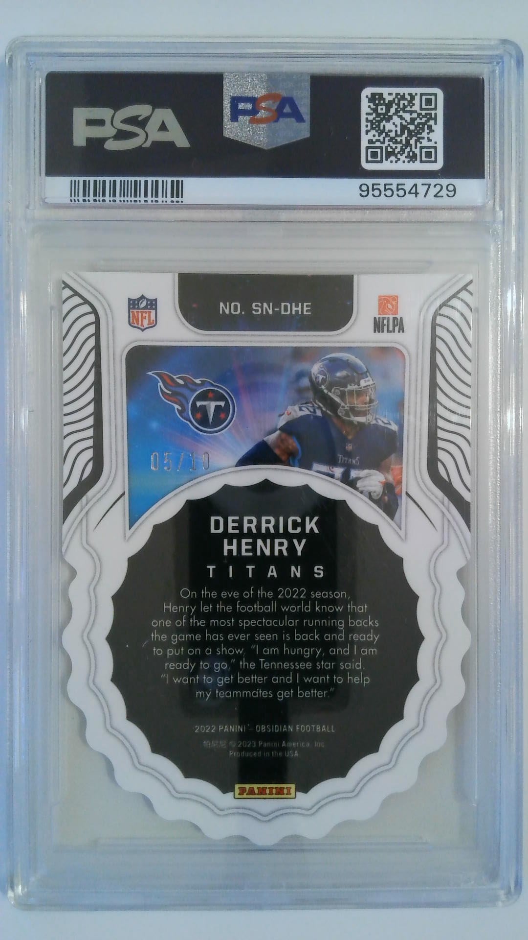 2022 Obsidian Supernova-EE Red 05/10 Derrick Henry #SNDHE PSA 8