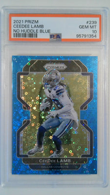 2021 Prizm No Huddle Blue 46/79 Ceedee Lamb #239 PSA 10