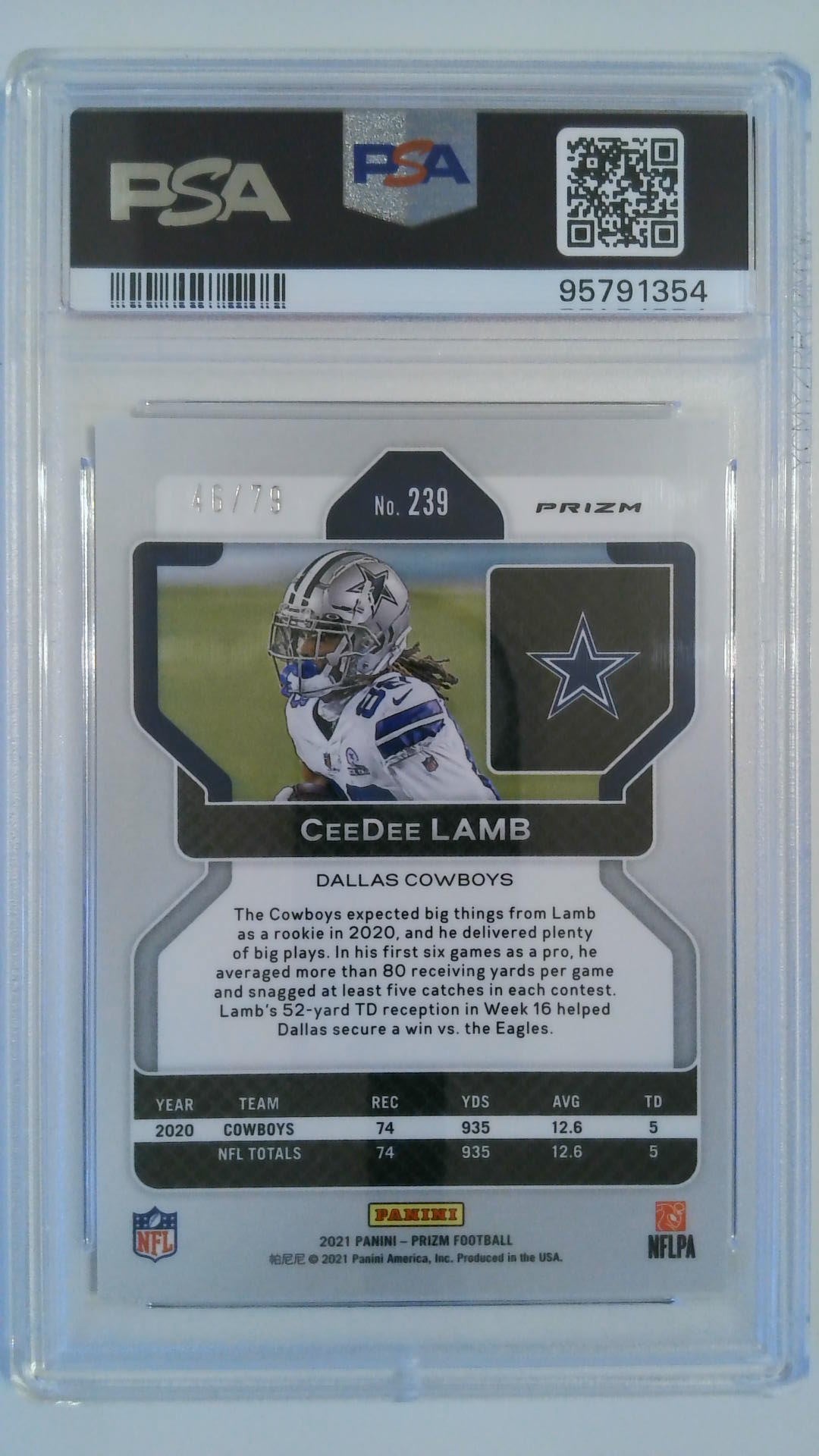 2021 Prizm No Huddle Blue 46/79 Ceedee Lamb #239 PSA 10