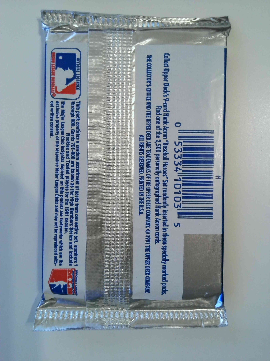 1991 Upper Deck Baseball Unopened High Series Pack (15 cards)