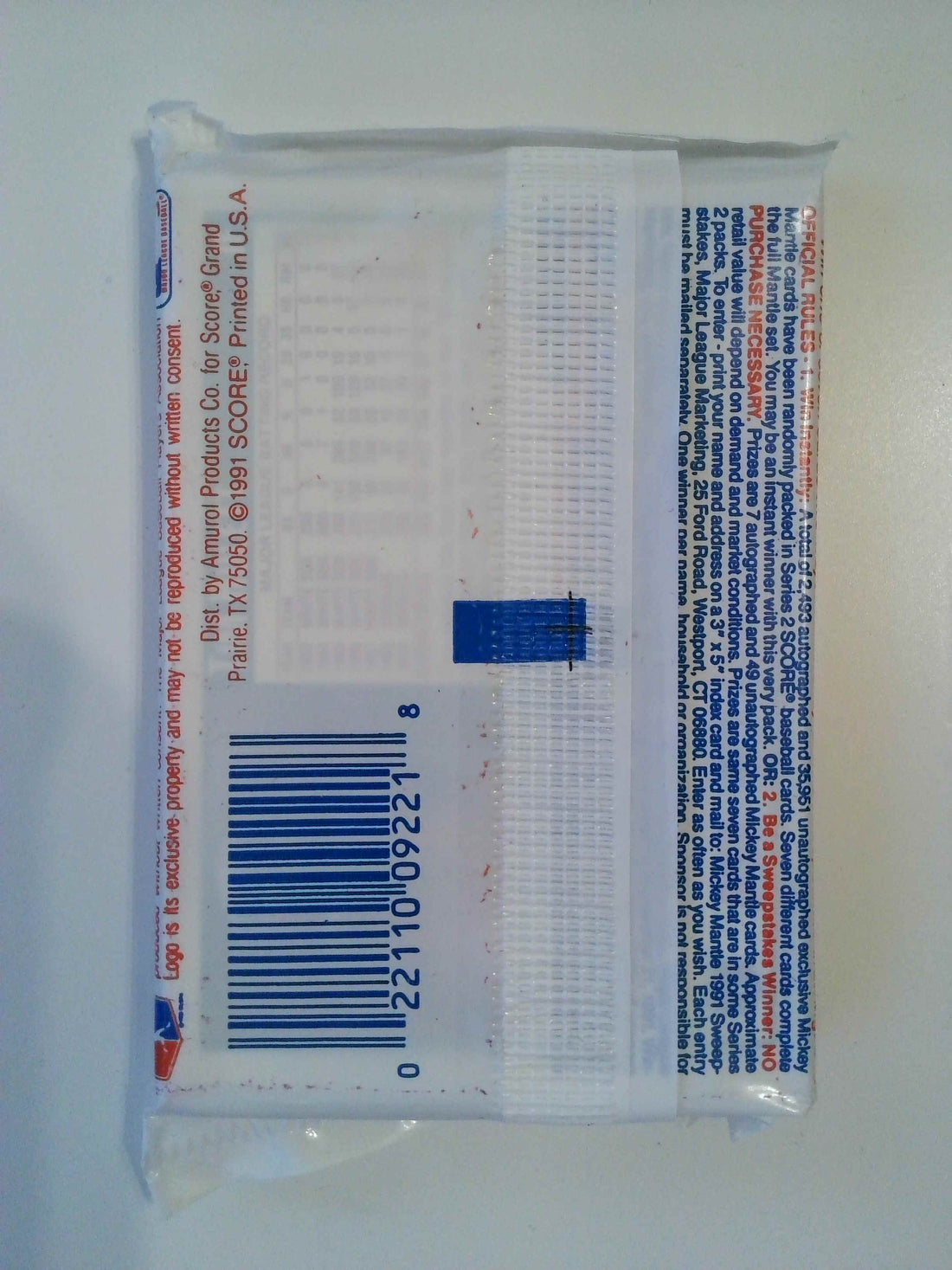 1991 Score Baseball Unopened Series 2 Pack (17 cards)