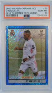 2020 Merlin Chrome UCL Blue Shimmer Refractor 44/75 Vinicius Jr. #79 PSA 10