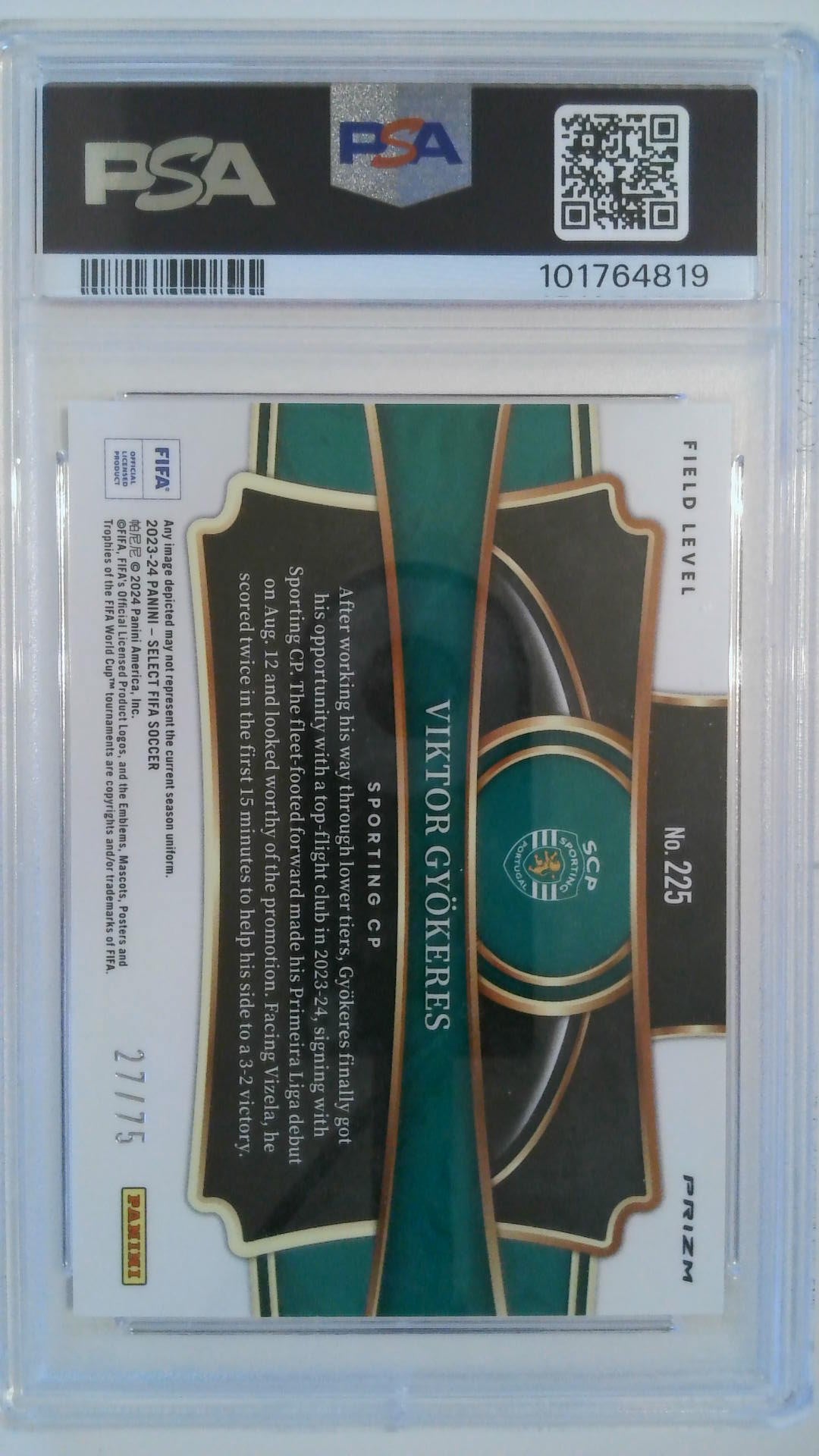 2023-24 Select FIFA Pink 27/75 Viktor Gyokeres #225 PSA 10