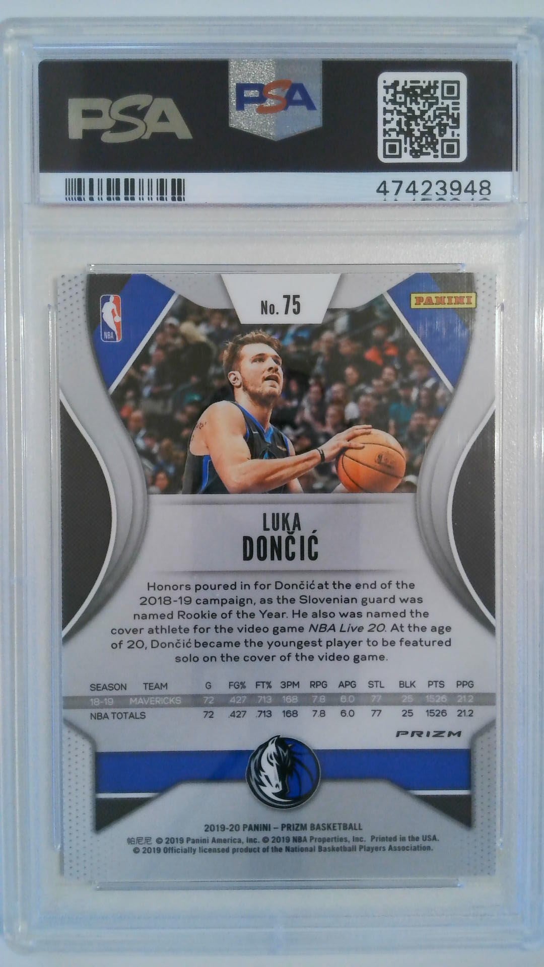 2019 Panini Prizm Red/White/Blue Prizm Luka Doncic #75 PSA 10