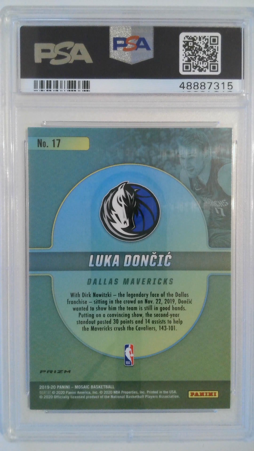 2019 Panini Mosaic Center Stage Luka Doncic #17 PSA 10