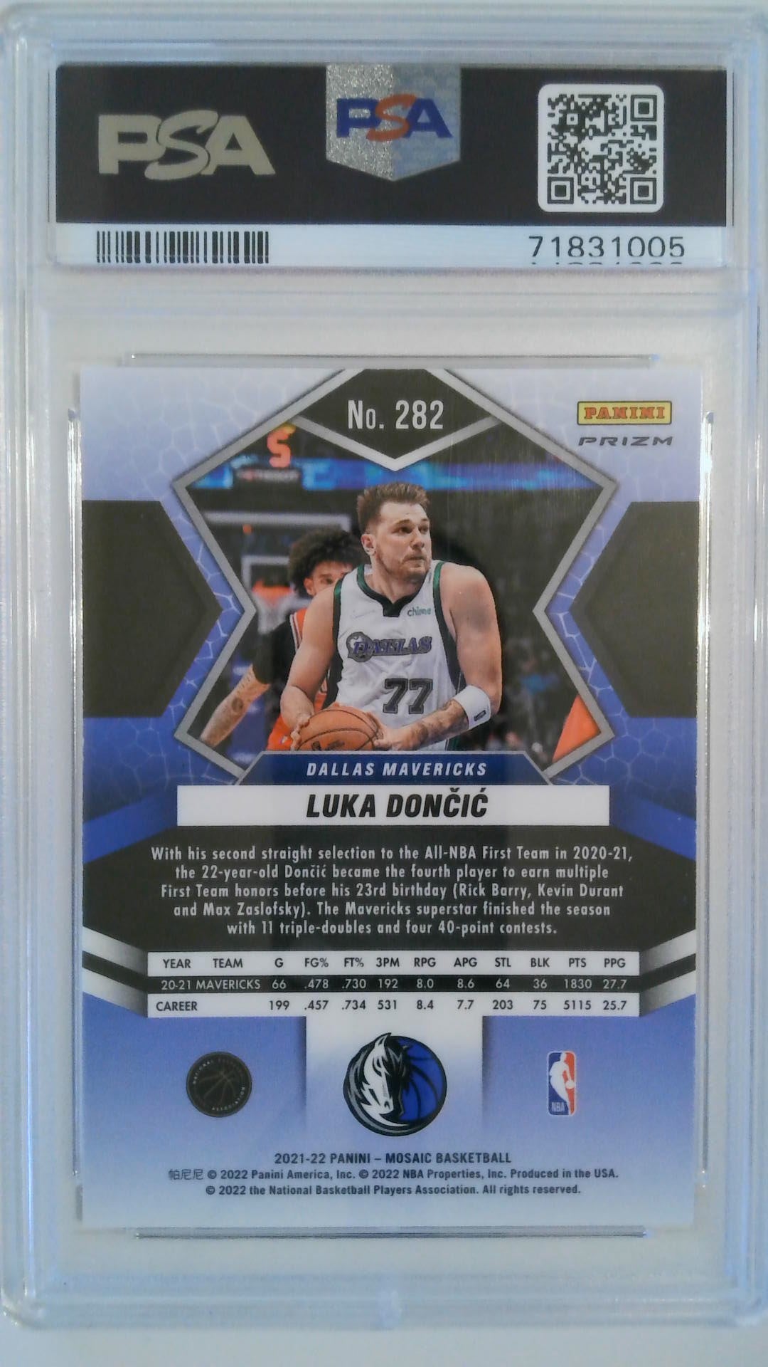 2021 Panini Mosaic Silver Luka Doncic #282 PSA 10