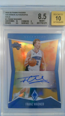 2023-24 Panini Phoenix Ascension Autographs Gold 07/10 Franz Wagner #1 BGS 8.5/10